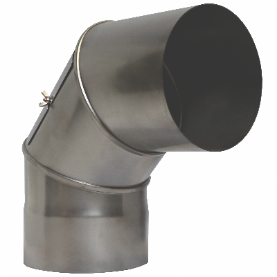 Clean out smoke pipe 0-90° 150 mm, stainless steel – view from the right
